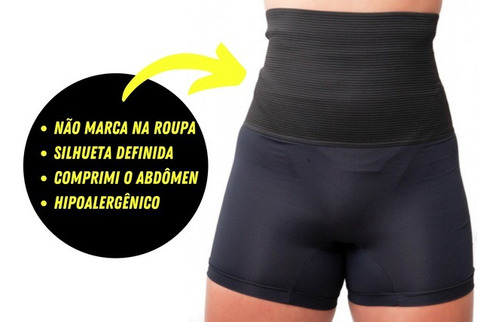 Short Cinta Modeladora Aperta Barriga Reduz Medida