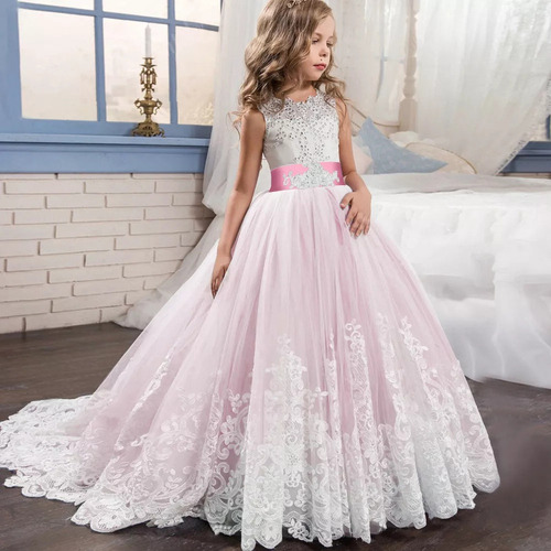 A Vestido De Fiesta Bordado Para Niñas, Vestido Princesa