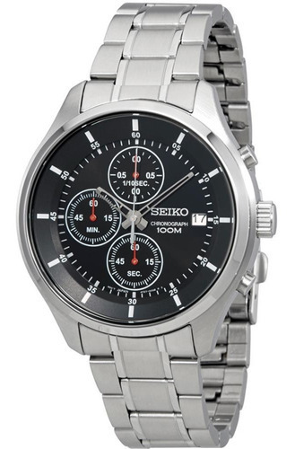 Seiko Cronografo Negro Hombres Sks539 Boleta Color de la correa Plateado Color del bisel Plateado