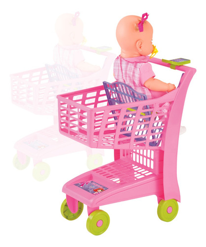 Carrinho Super Mercado Infantil Rosa Ou Vermelho Magic Toys