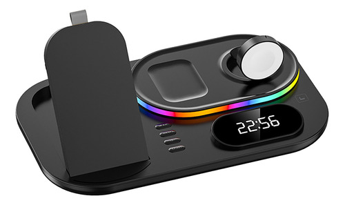 Base De Cargador Inalámbrico Plegable Con Reloj Rgb Night Fo