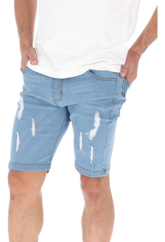 Bermuda De Mezclilla Slim Para Hombre Pantalones Cortos Moda
