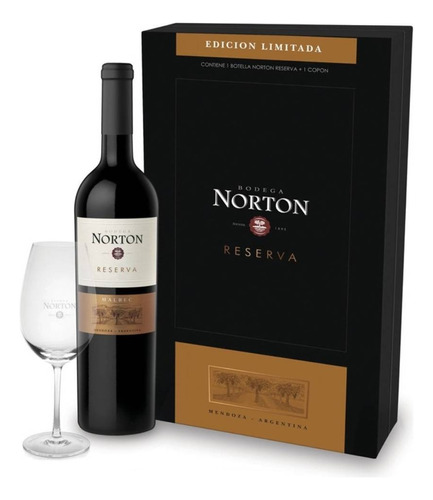 Vino Norton Reserva Malbec Con Copa + Estuche Botella 750ml