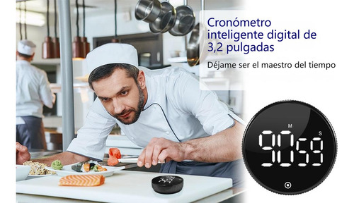 Cronómetro Magnético Digital Para Cocina, Pantalla Led Grand Negro