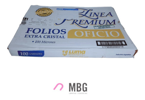 Folios Extra Cristal Luma Oficio 100 Micrones X100 Unidades