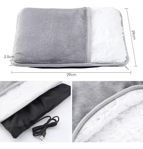 Alfombra Calefactora De Pies 29cm X 29xm - Usb / Powerbank Gris