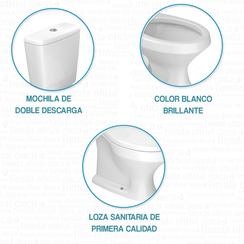 Imagen 6 de 10 de Combo Inodoro Deposito Bidet Tapa Deca Premium Ravena Envio
