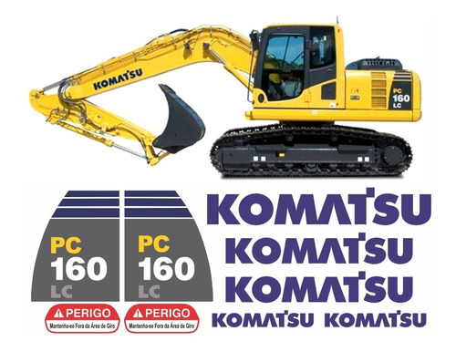 Kit Completo Adesivos Compatível Komatsu Pc160lc 2014
