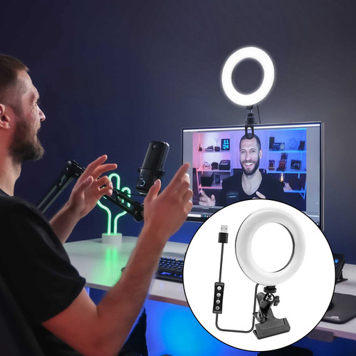 Imagem 11 de 12 de 6in Mini Vídeo Led Luz Conferência Iluminação Kit Clip Estil