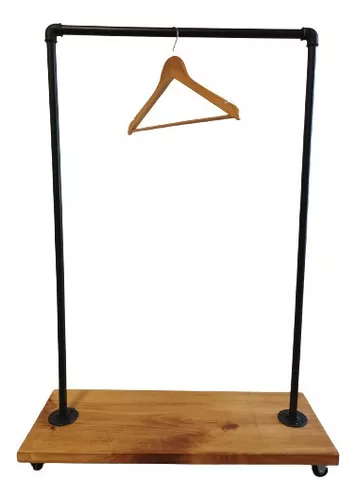 Perchero de pie metálico negro 8 ganchos 170 x 48 cm. Soporte para abrigos  y sombreros, estilo minimalista, para recibidor u ofi