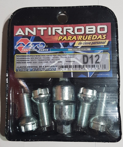 Juego De Tuercas Antirrobo Volkswagen Gol 5 Agujeros Chapa 