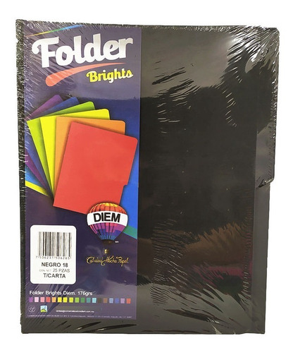 Folder Diem Negro T/carta 176 Gramos 25 Pzs