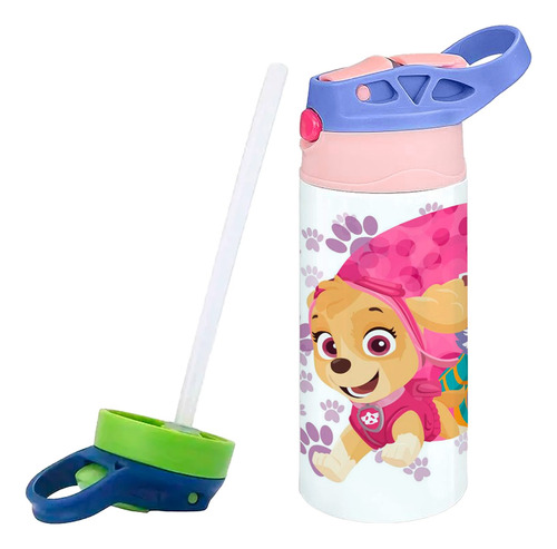 Termo Infantil Paw Patrol Skye Everest 355 Ml - Vaso Niños Tapa Rosa / Morado