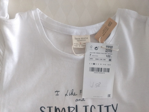 Zara Remera Sin Mangas Bolados Niña Talle 7 Años Importada