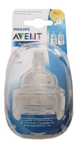 Avent Tetina Anticolico 0m+ Flujo Recien Nacido Pack X2 