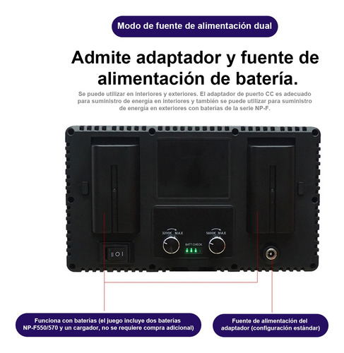 Luz De Video Con Batería Np-f550/570 Y Trípode,2 Piezas