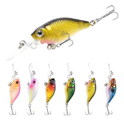 Señuelo Pesca Duro Minnow Mini Crankbait Wobbler Trucha X 6