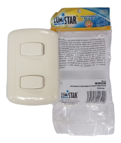 Interruptor Doble Para Empotrar(10amp) Lumistar Sw08