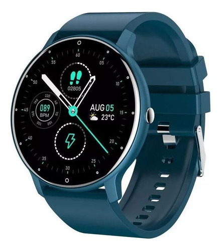 Reloj inteligente deportivo con pantalla táctil completa, carcasa azul