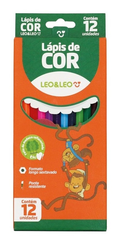 Lápis De Cor Redondo Escolar 12 Cores Colorir 