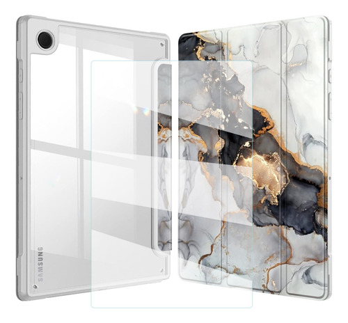 Mica +funda Para Galaxy Tab A9 Plus 2023 Smart Marmol Blanco
