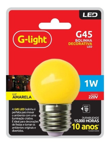 G-light Lampada Bolinha Led 1W G45 Colorida Amarela 220V