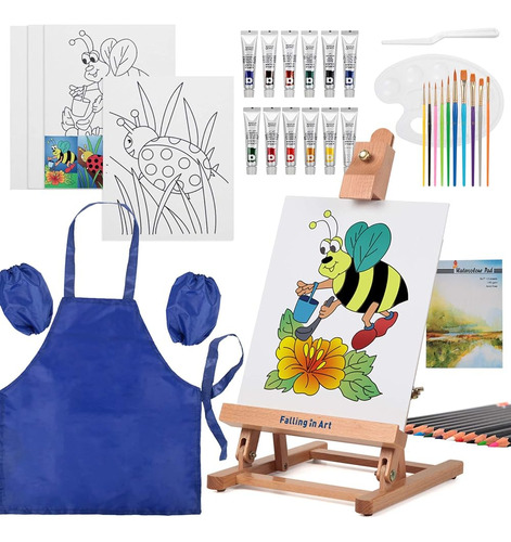 ~? Falling In Art Painting Set Para Niños Con Table Easel-ac