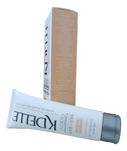 Protector Solar Facial Con Color/ac. Hialurónico Kdelle 2pza