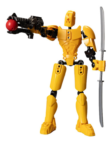 Robot Móvil Multiarticulado, Figura Pintada A Amarillo