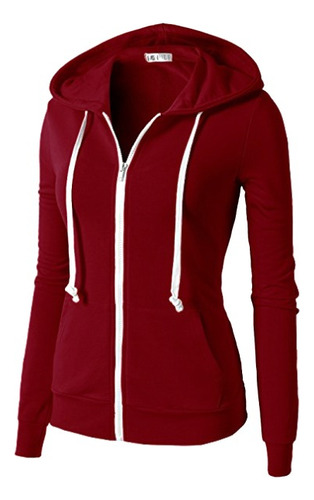 Campera Hoodie Con Capucha Slim Fit Mujer Algodón