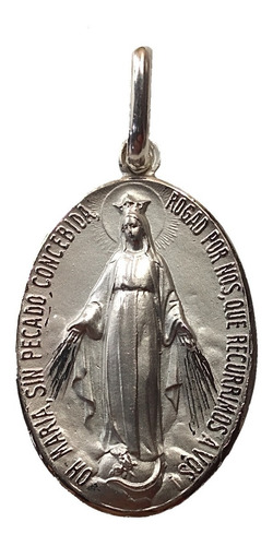 Medalla Plata 925 Virgen Milagrosa #1257 Bautizo Comunión