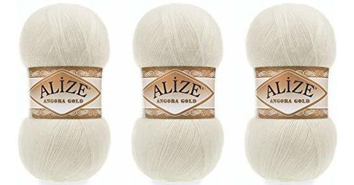 Angora Gold Yarn 20 Lana 80 Acrílico Lote De 3skn 300g...