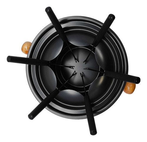 Aparelho De Fondue Para 6 Pessoas Compacto De Cerâmica Cor Preto
