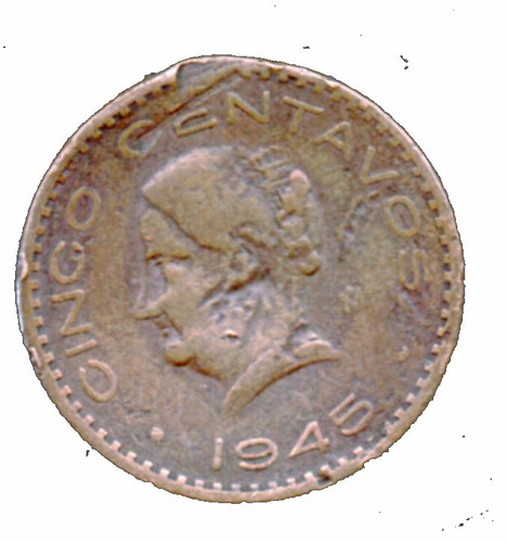 Moneda Cinco Centavos Josefa Grande 1945