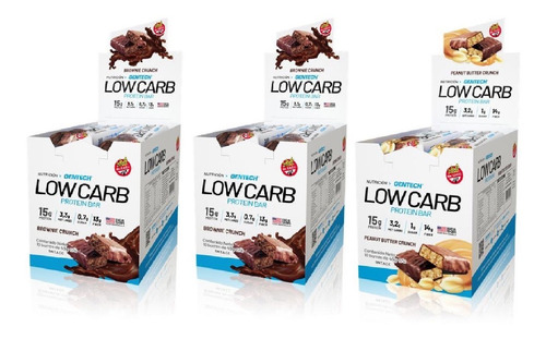 3 Caja Low Carb Protein Bar Gentech Barra Proteica Sin Tacc 