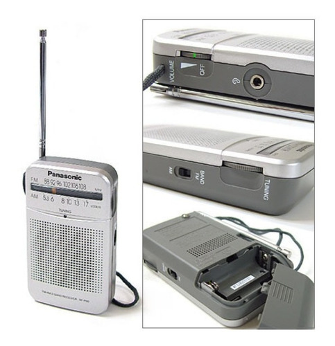 Rádio Receptor Panasonic Rf-p50d Am Fm Prata Frete Grátis