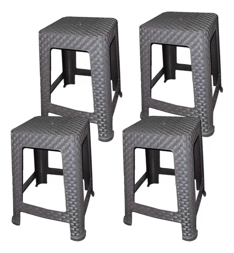 comprar 4 Bancos De Plástico Para Negocio Tipo Rattan Taquerias