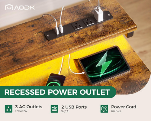 Aodk Escritorio Para Juegos Con Luces Led Y Toma De