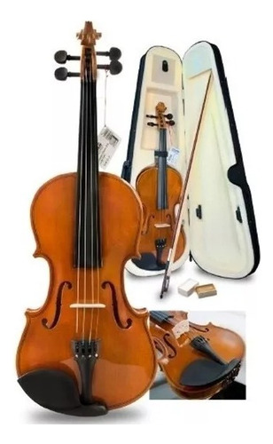 Violin 4/4 Con Estuche Y Arco Color Marrón Oscuro