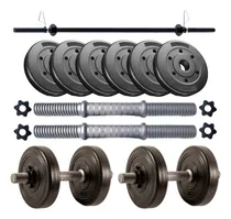 Comprar Kit Mancuernas Y Barra Con Tope A Rosca + 20 Kg Discos Pvc Color BARRA MANCS DISCOS