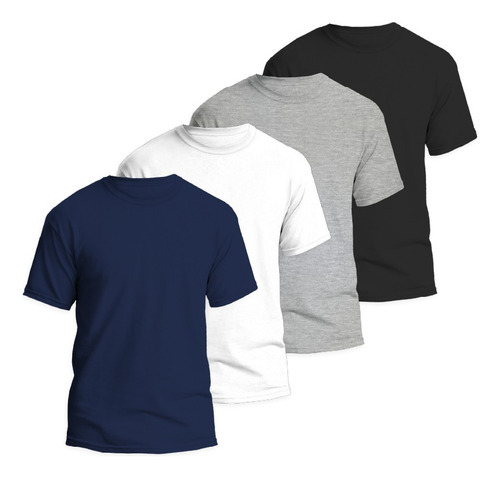 Pack 4 Pzs Playera Caballero Hombre Cuello Redondo Algodon 