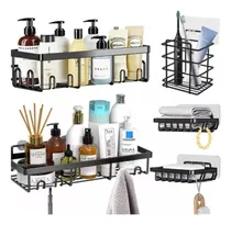 Comprar Jiajiazi Juego De 5 Estantes Organizadores Para Baño, Repisas Adhesivas De Pared, Almacenamiento Sin Perforaciones, Estantería Flotante Multifuncional Para Ducha, Cocina Y Hogar