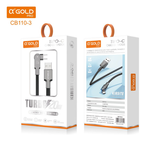Cabo Carregador Ultra Rápido 20w Turbo Usb Tipo C