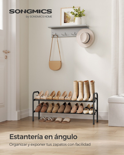 Zapatero Extensible De 2 Niveles Estantería Ajustable Acero