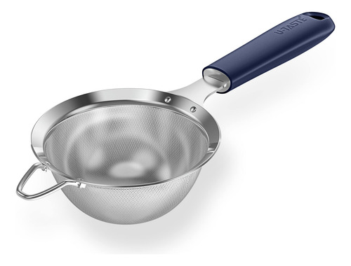 Colador De Malla De Acero Inoxidable Con Mango Azul