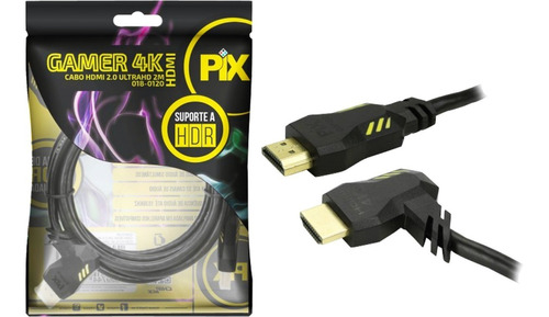 Cabo Hdmi Pix 2.0 4k Gamer Plug 90 Gr 2m 2metros  Hdr 3d !