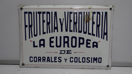 Letrero Cartel Antiguo Enlozado ,frutas Y Verdulería