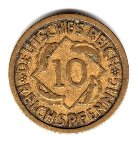 Alemania Weimar Moneda 10 Reichspfennig Año 1925 E Km#40