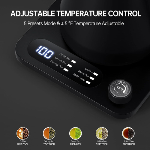 Hervidor Eléctrico De Cuello De Cisne Control De Tempe...