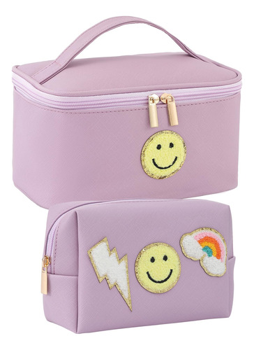 Waloner Preppy Patch - Bolsa De Maquillaje De Piel, Bolsa De